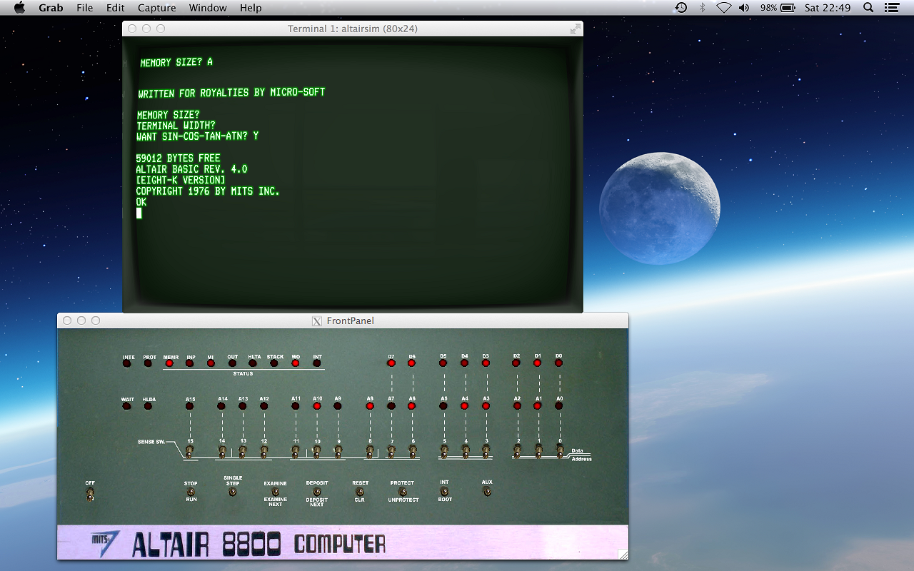 Altair 8800 running 8K BASIC