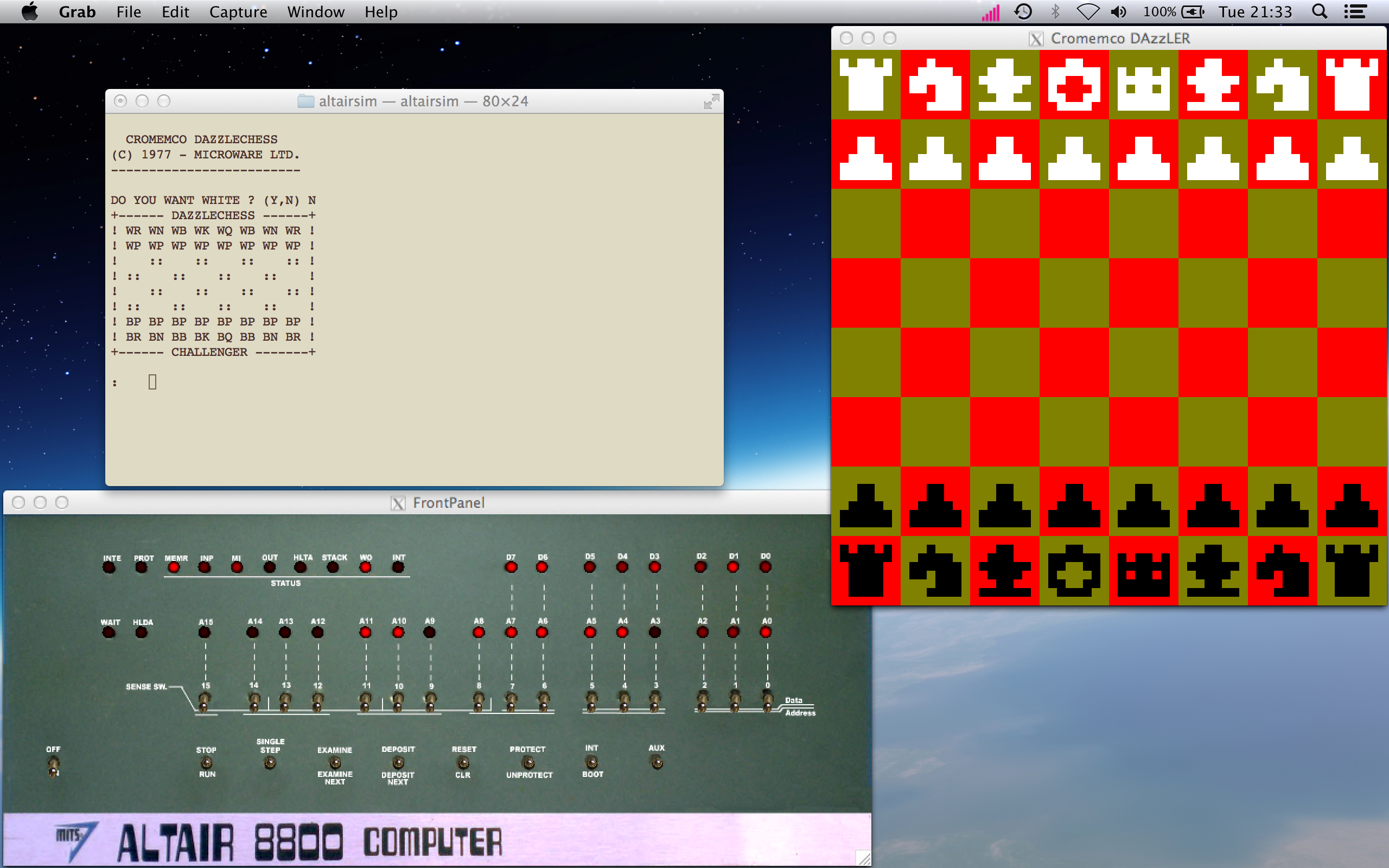 Dazzlechess running on Altair 8800
